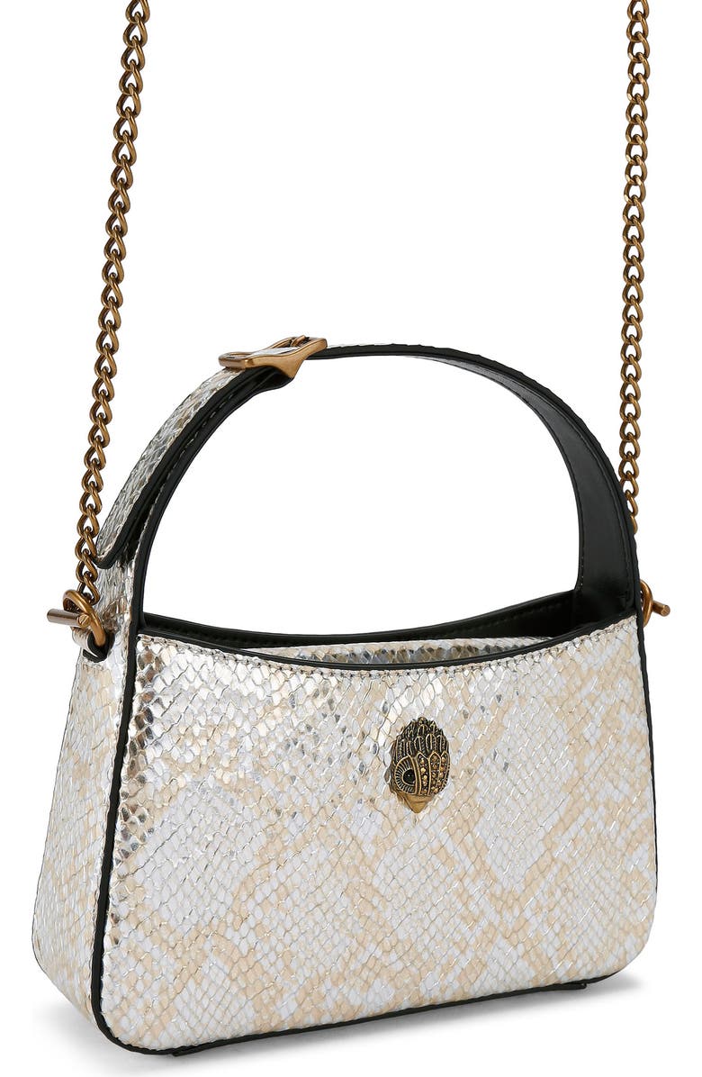 Kurt Geiger London Mini Bond Embossed Recycled Leather Top Handle Bag, Alternate, color, Silver/ Gold