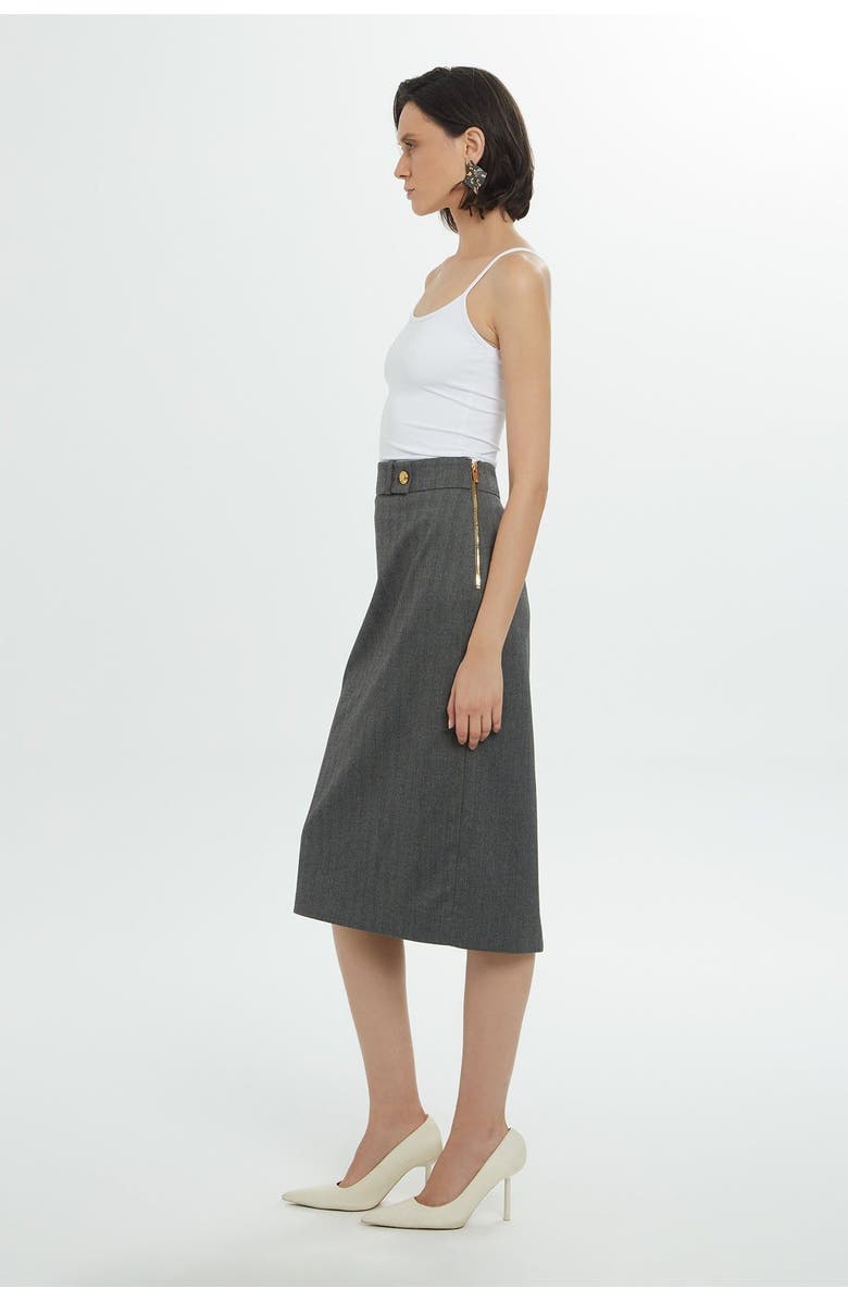 Gizia Zippered Midi Grey Pencil Skirt, Alternate, color, Grey