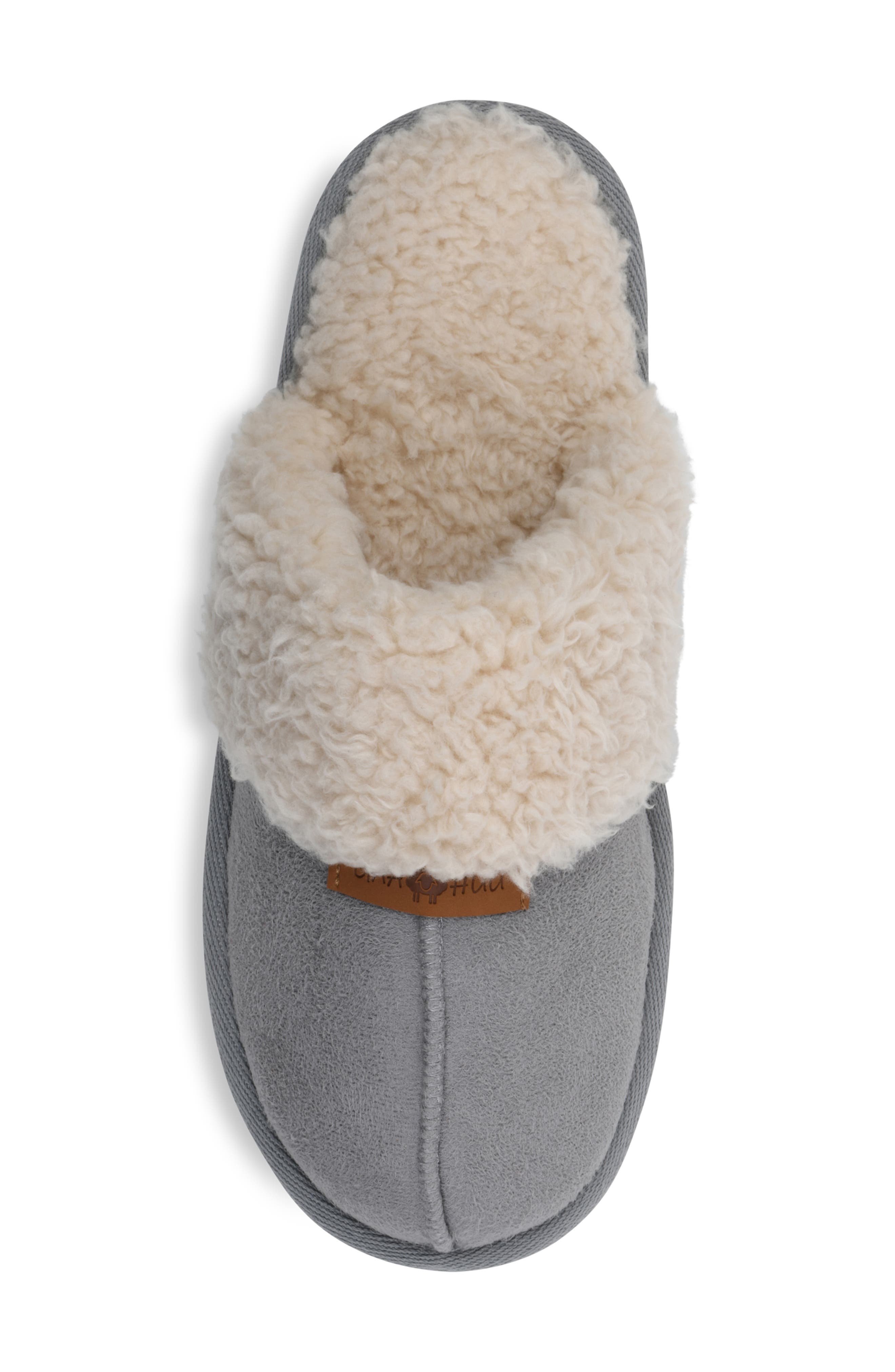 Faux Suede & Faux Shearling Lined Slipper, Alternate, color, GREY