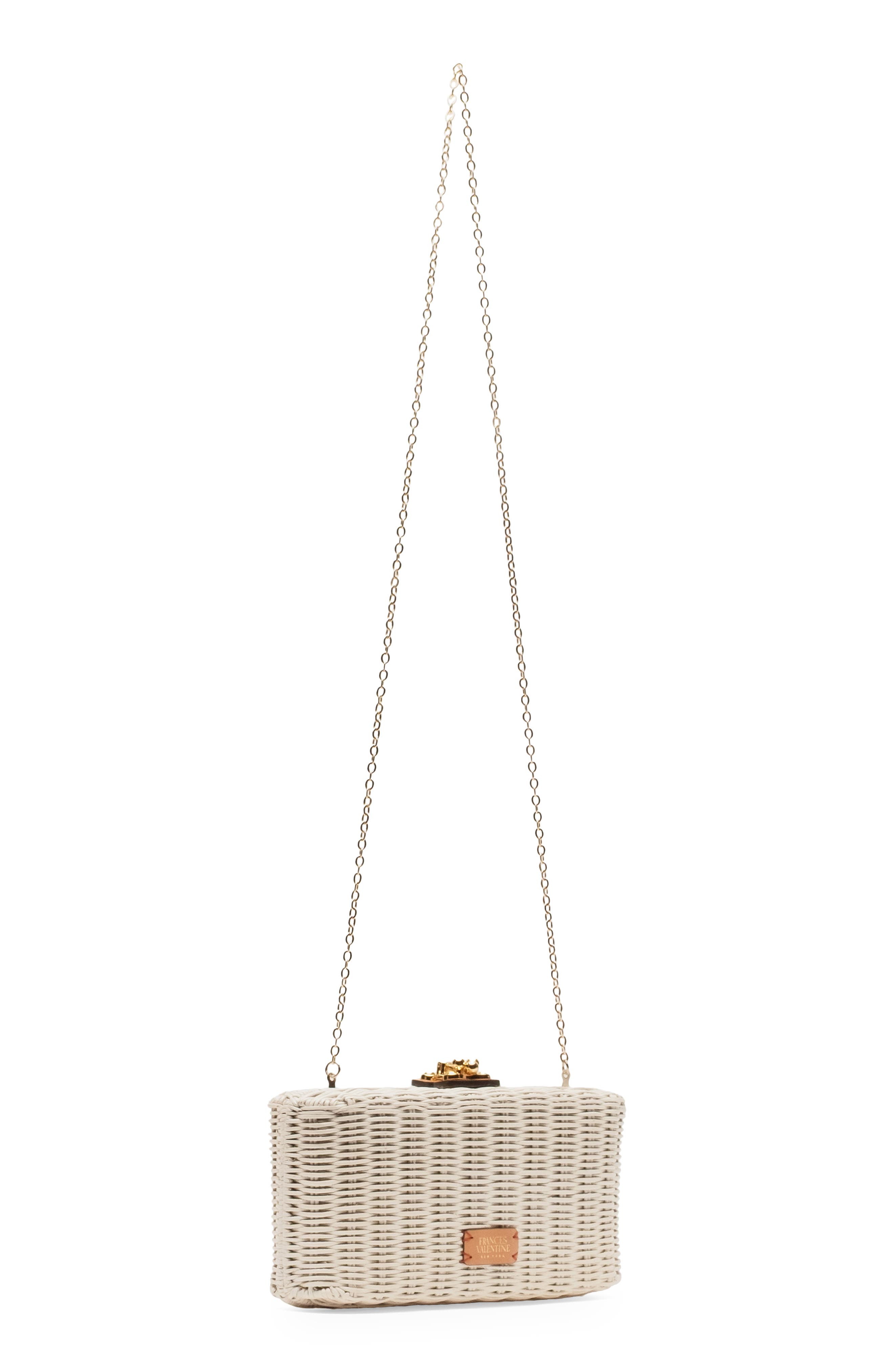 Frances Valentine Pepper Wicker Clutch, Alternate, color, Off White