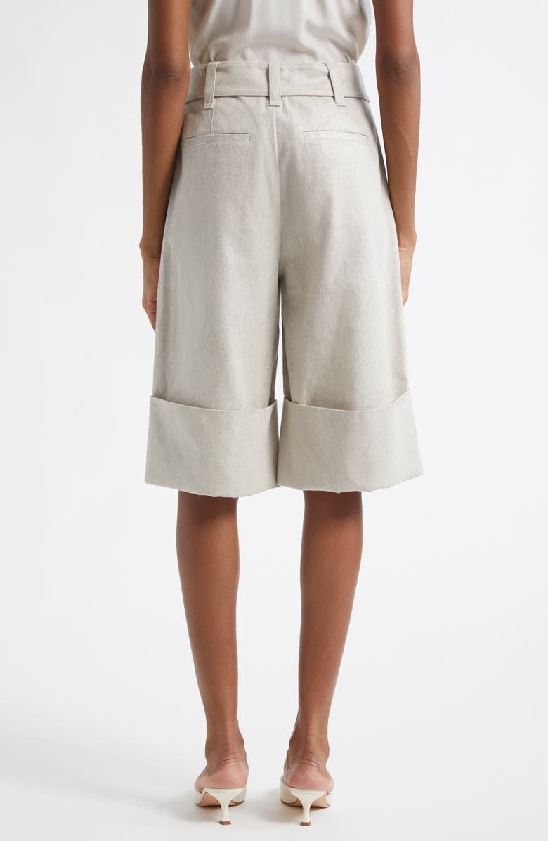 Cinq à Sept Vassi Belted Linen & Cotton Cuffed Shorts, Alternate, color,