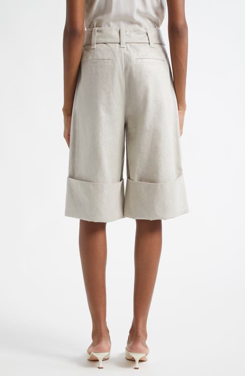 CINQ À SEPT CINQ À SEPT VASSI BELTED LINEN & COTTON CUFFED SHORTS