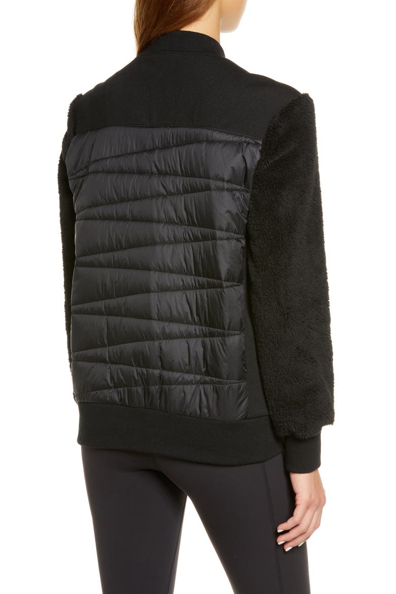 Mixed Media Boxy Quilted Jacket, Alternate, color, BLACK