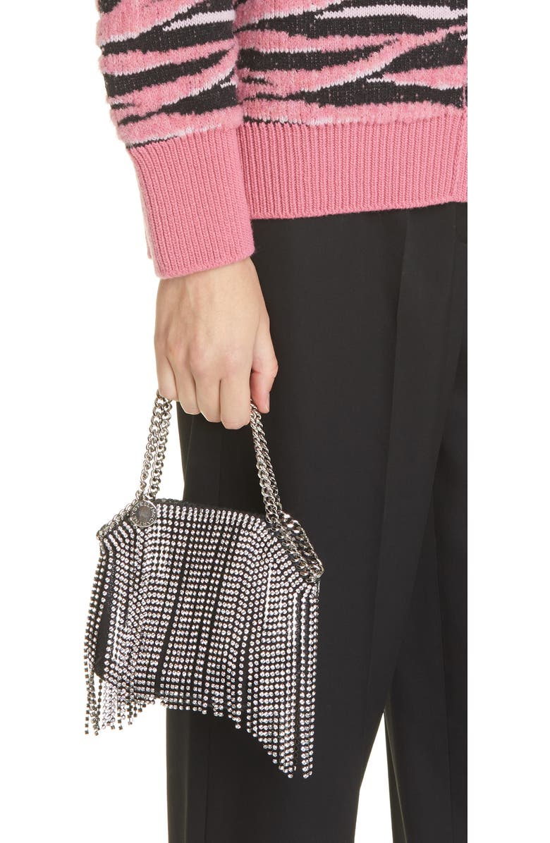 Stella McCartney Mini Falabella Crystal Fringe Shoulder Bag, Alternate, color,