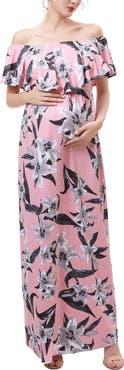Kimi & Kai Artemis Off the Shoulder Maternity Nursing Maxi Dress
