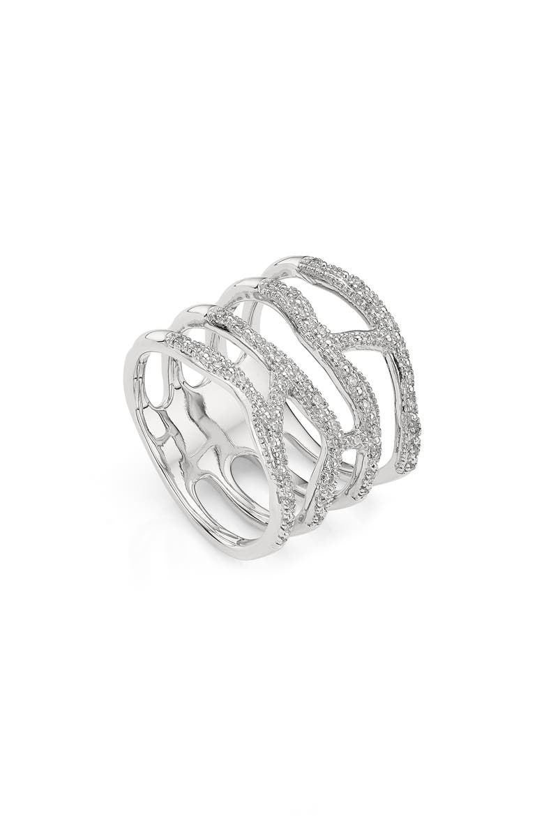 Riva Waterfall Diamond Cocktail Ring, Alternate, color, SILVER/ DIAMOND