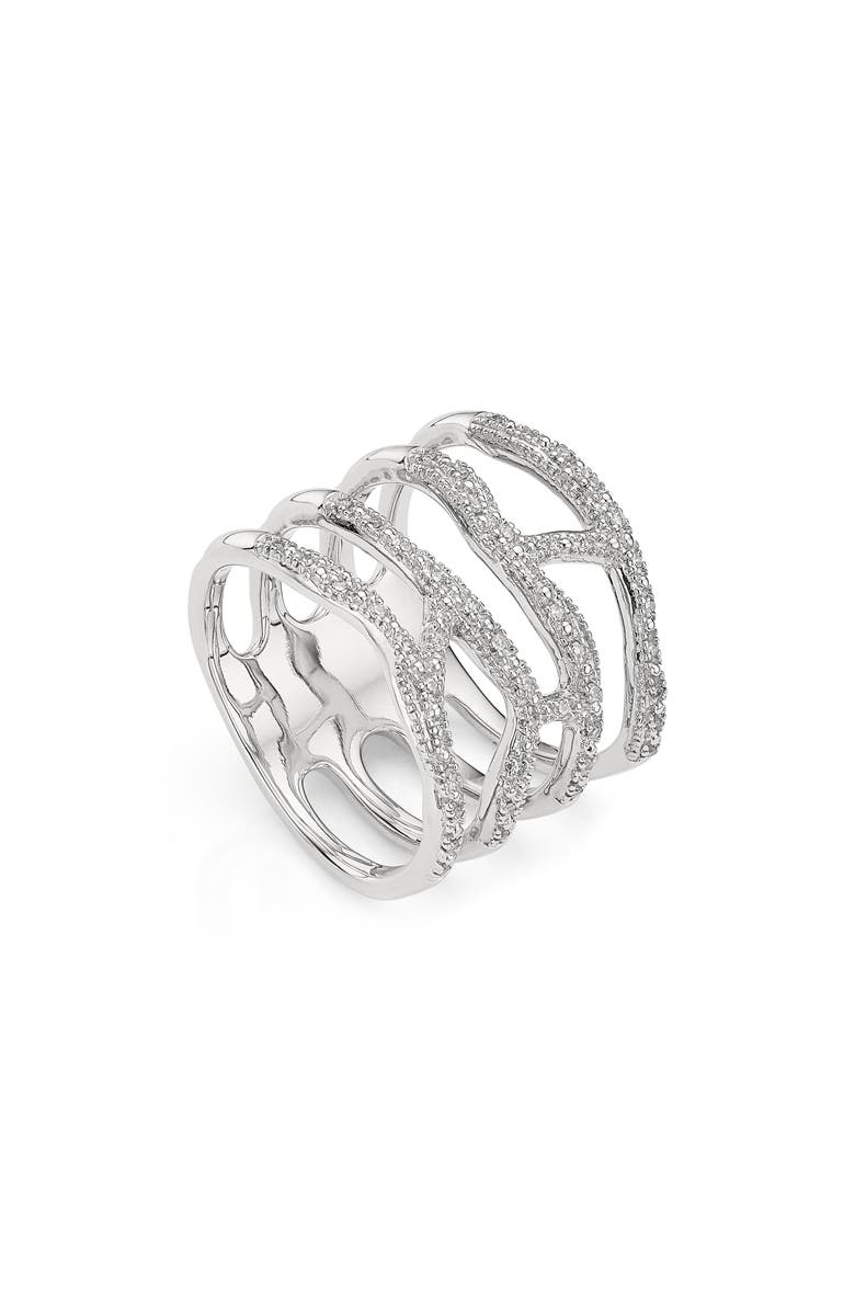 Monica Vinader Riva Waterfall Diamond Cocktail Ring, Alternate, color, Silver/ Diamond