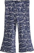 NEXT Kids' Bow Print Rib Flare Leggings