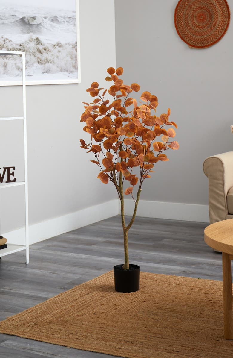 NEARLY NATURAL 4-Foot Autumn Eucalyptus Artificial Tree, Alternate, color, Orange