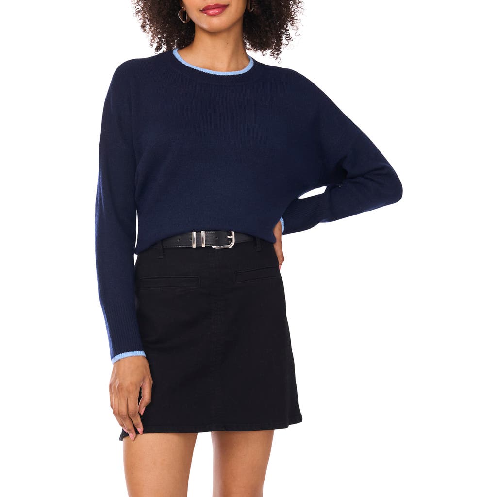 Vince Camuto Tipped Crewneck Sweater In Multi