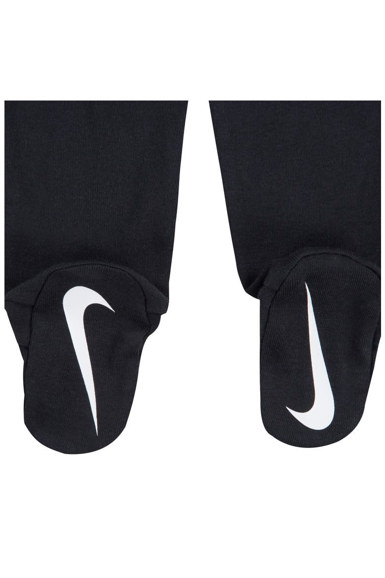 3-Piece Swoosh Shirt, Footie Pants & Beanie Set, Alternate, color, BLACK