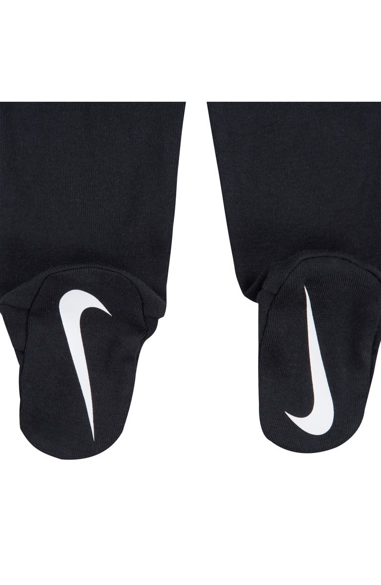 Nike 3-Piece Swoosh Shirt, Footie Pants & Beanie Set, Alternate, color, Black