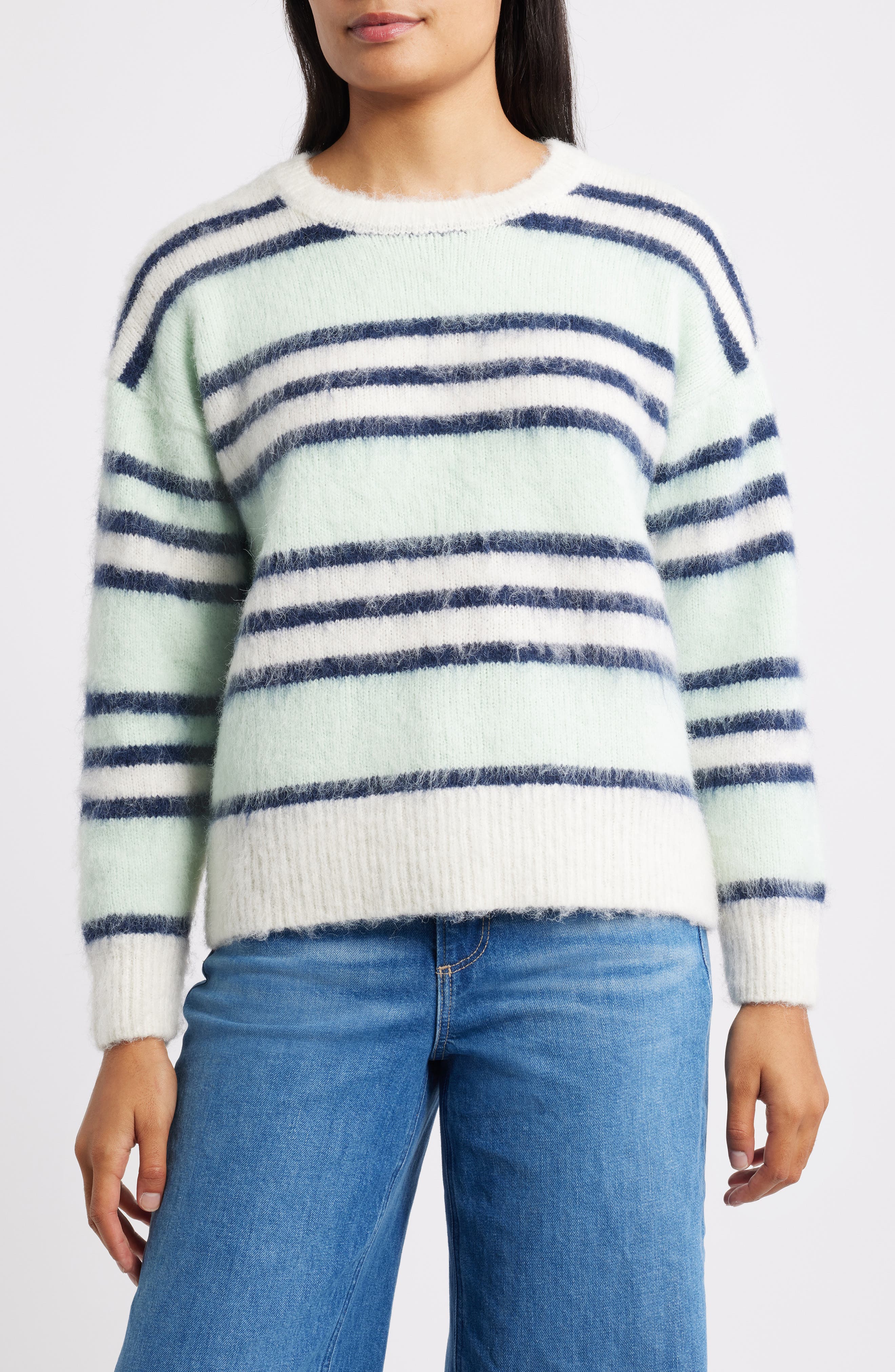 CITY BLUES Stripe Crewneck Sweater