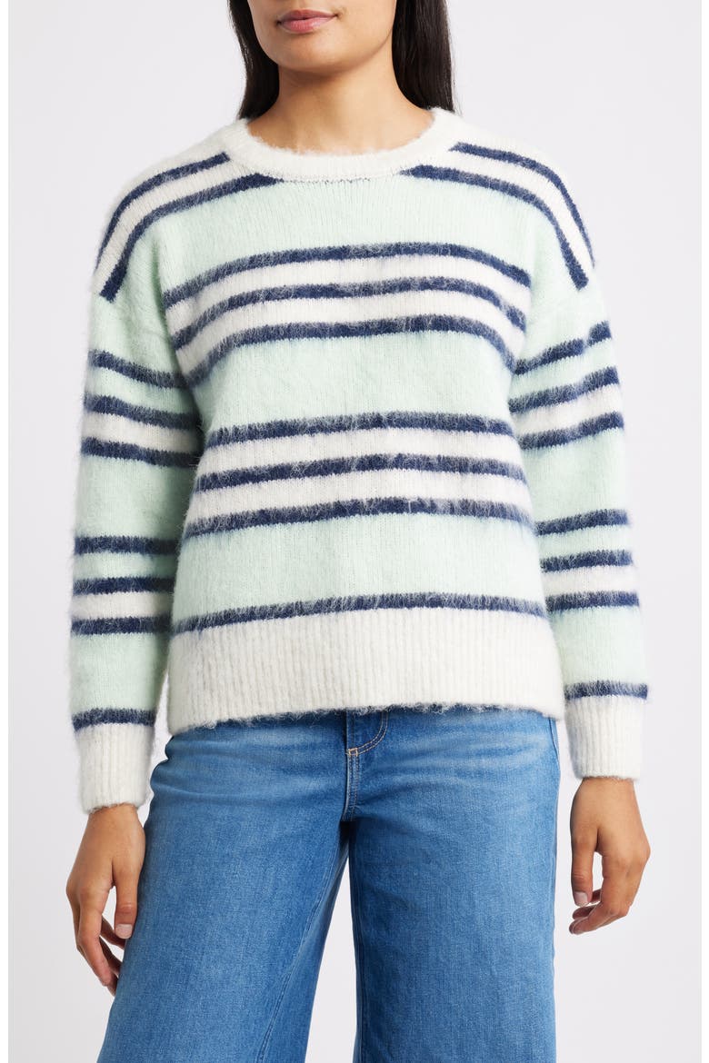 Stripe Crewneck Sweater, Main, color, MINT