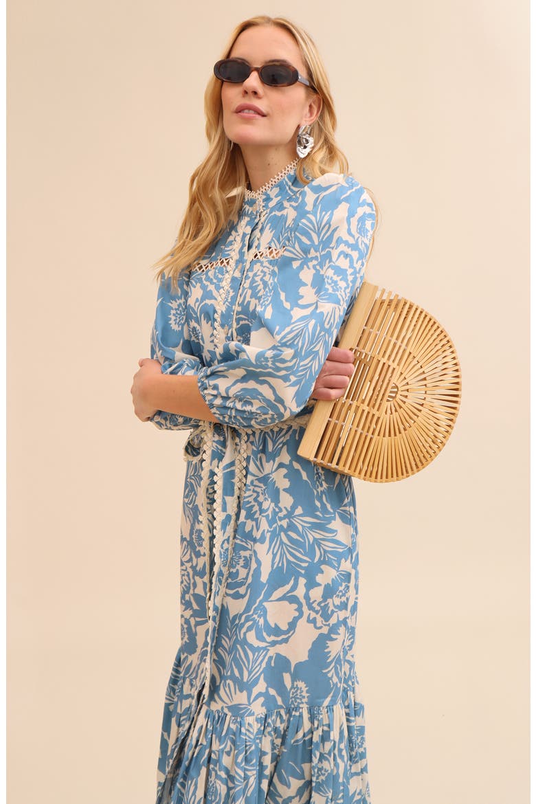 Cotton Poplin Floral Maxi Dress, Alternate, color, BLUE VINTAGE FLORAL