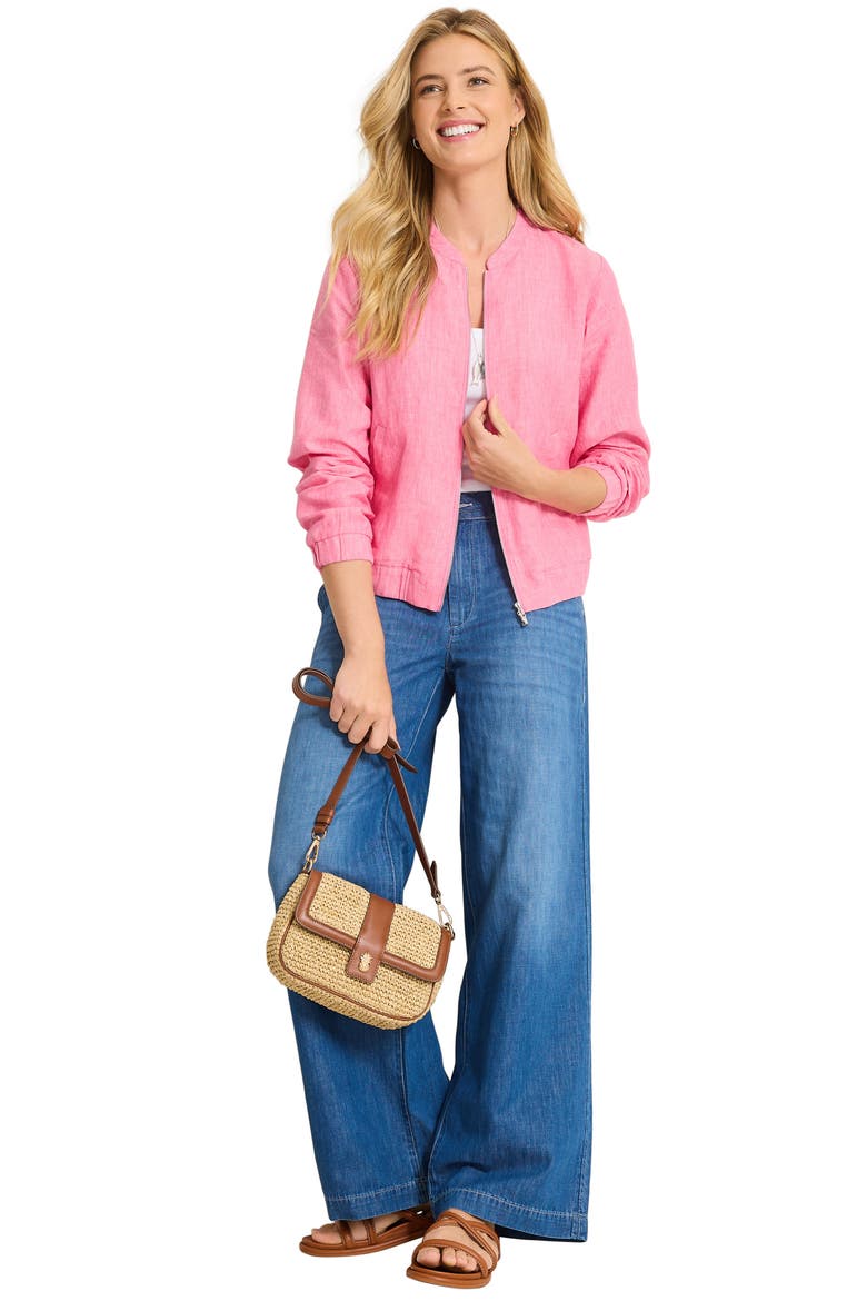 Linen Bomber Jacket, Alternate, color, PINK APPLE
