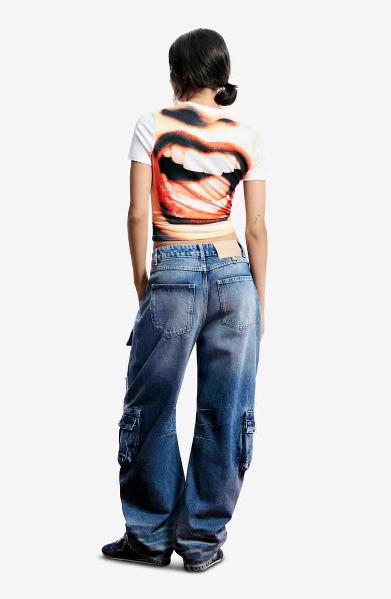 Desigual Print Cotton Blend T-Shirt, Alternate, color, White