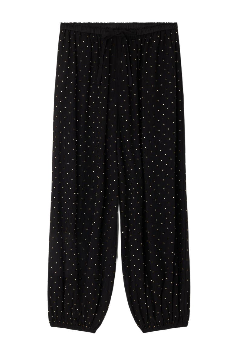 Rhinestone wide-leg trousers, Alternate, color, Black