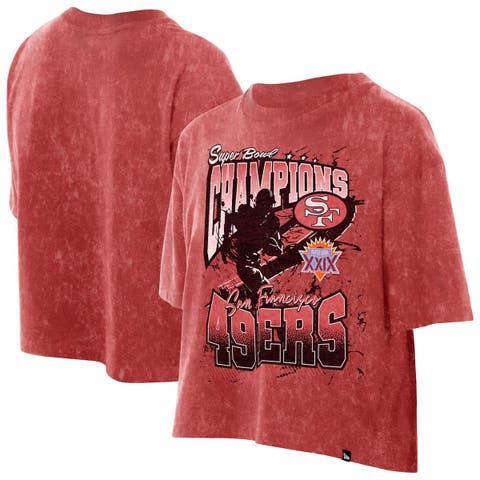 Women's New Era Scarlet San Francisco 49ers Cropped Boxy Sport Classics Mineral Wash T-Shirt