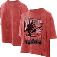 New Era Women's New Era Scarlet San Francisco 49ers Cropped Boxy Sport Classics Mineral Wash T-Shirt