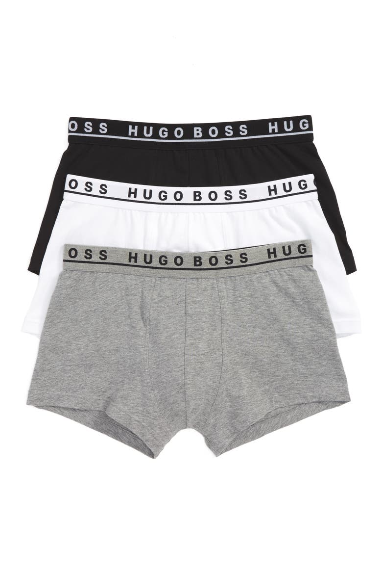 Assorted 3-Pack Stretch Cotton Trunks, Main, color, BLACK/ WHITE/ GREY