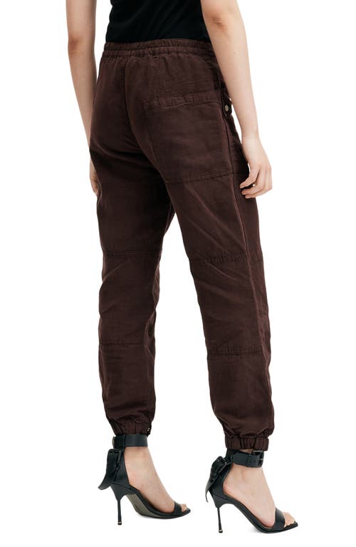 Allsaints Val Linen Blend Cargo Trousers In Dark Wine Red