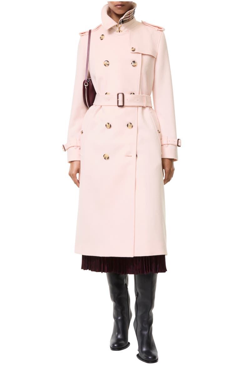 Long Cashmere Kensington Trench Coat, Main, color, Bouquet pink