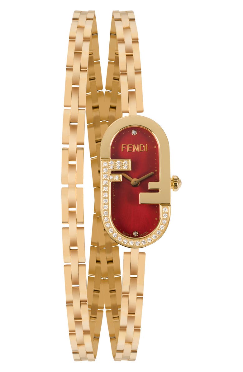 Fendi O'Lock Diamond Bracelet Watch, 14.8mm x 28.3mm, Main, color,