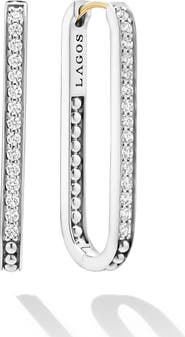 LAGOS Caviar Spark Large Linear Diamond Hoop Earrings