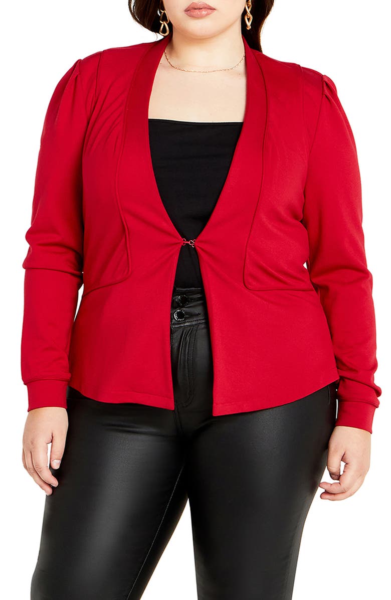 City Chic Liana Stretch Ponte Jacket, Main, color, Red