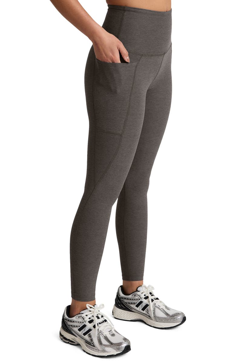 Beyond Yoga Everyday Space Dye High Waist Pocket Leggings, Alternate, color, True Gray Heather