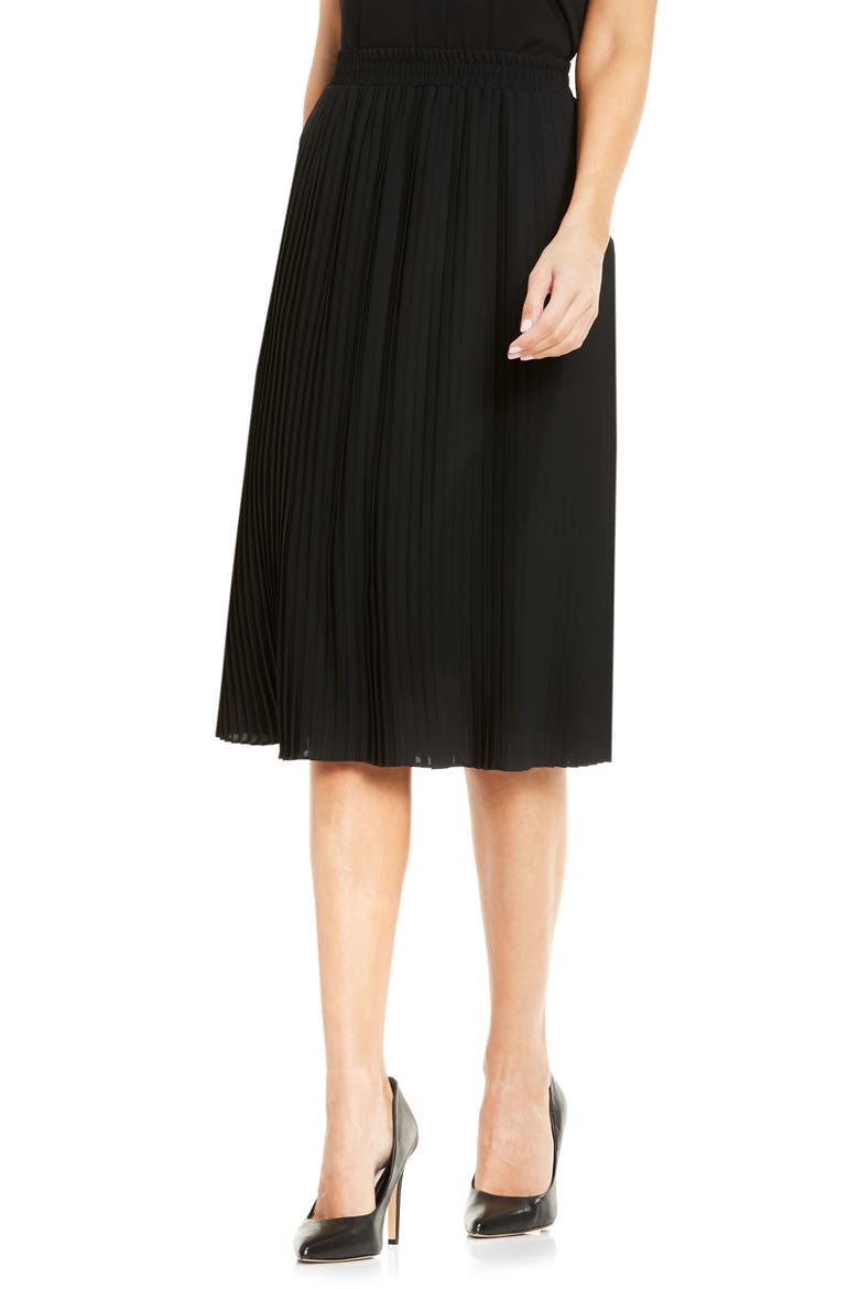 Pleat Midi Skirt, Main, color, RICH BLACK