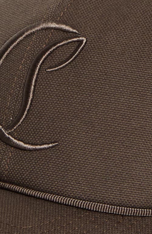 Christian Louboutin Mooncrest Adjustable Canvas Baseball Cap In Brown