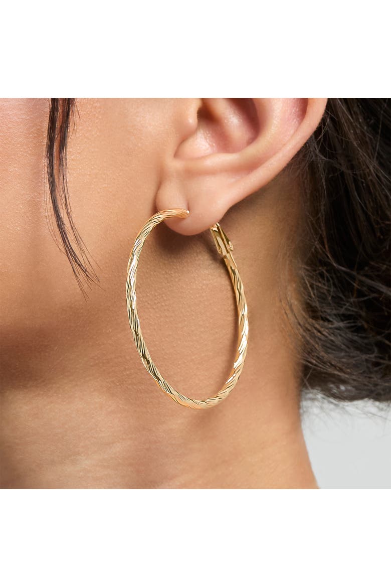 3-Piece Hoop and Chain Hoop Earring Set in Gold-Tone, Alternate, color, Gold
