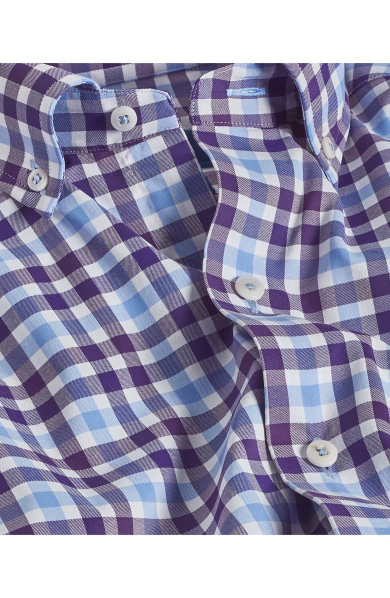 David Donahue Plaid Performance Sport Shirt, Alternate, color, Blue/ Purp