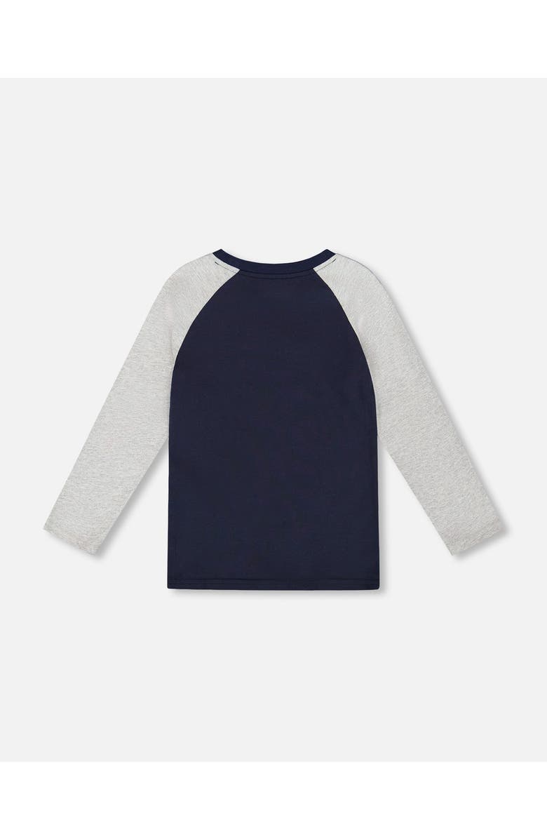 Deux par Deux Long Raglan Sleeve Jersey Tee, Alternate, color, Navy Blue