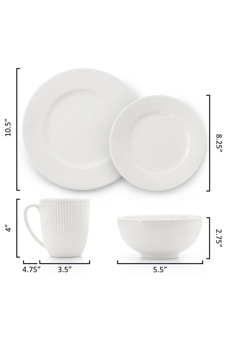 Gretel 16 Piece Round Stoneware Dinnerware Set in White, Alternate, color, White