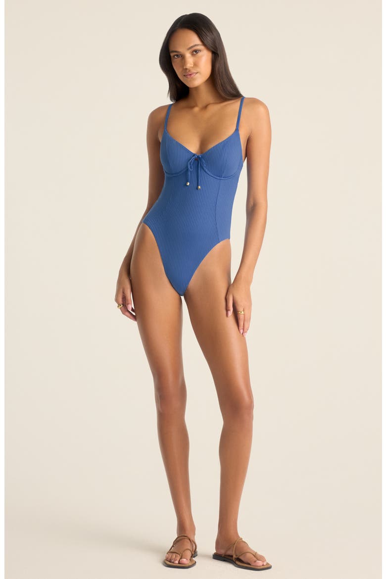 Ada Underwire Rib One-Piece Swimsuit, Alternate, color, CHAMBRAY