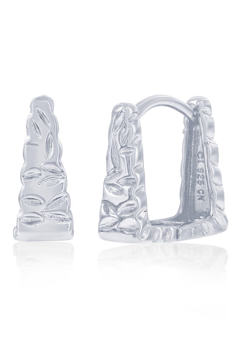 Textured Square Hoop Earrings, Main, color, SILVER