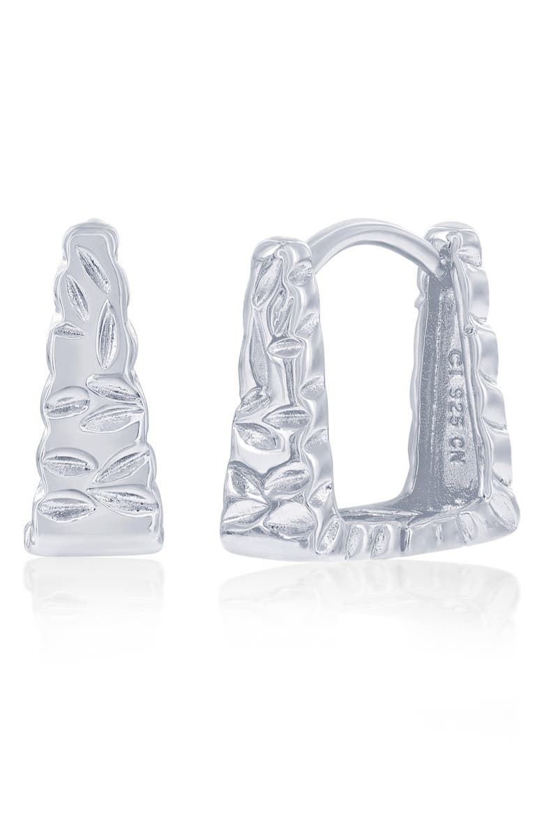 SIMONA Textured Square Hoop Earrings, Main, color, Silver