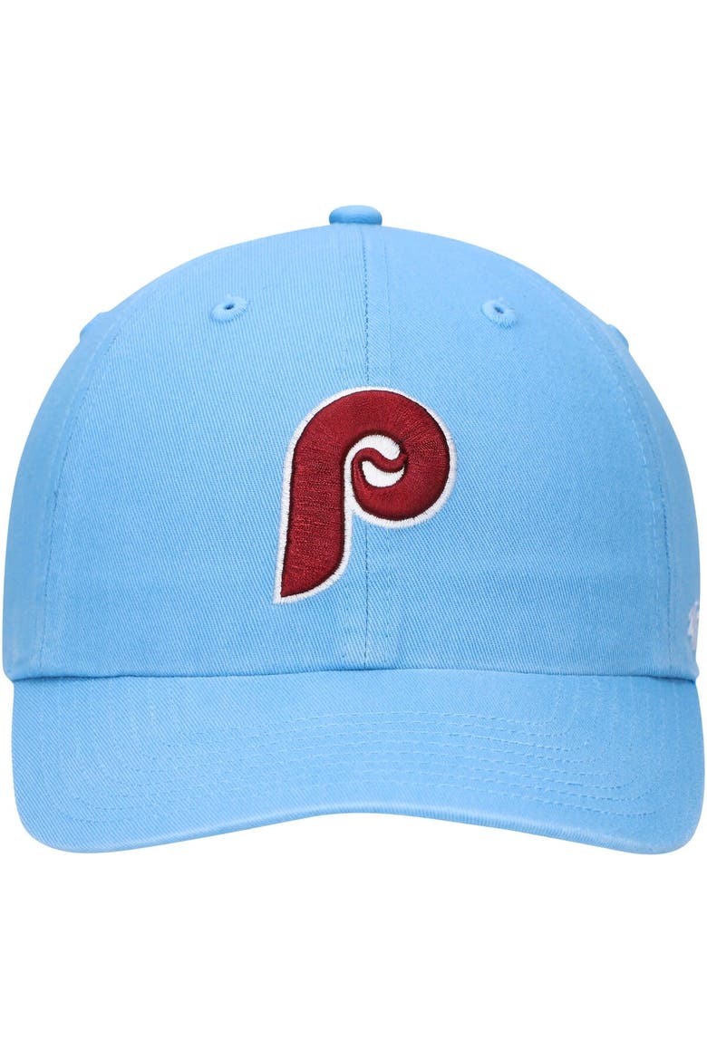 Men's '47 Light Blue Philadelphia Phillies Logo Cooperstown Collection Clean Up Adjustable Hat, Alternate, color, Light Blue