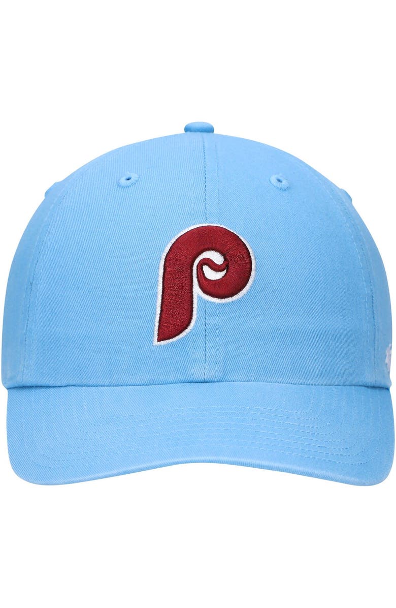 '47 Men's '47 Light Blue Philadelphia Phillies Logo Cooperstown Collection Clean Up Adjustable Hat, Alternate, color, 