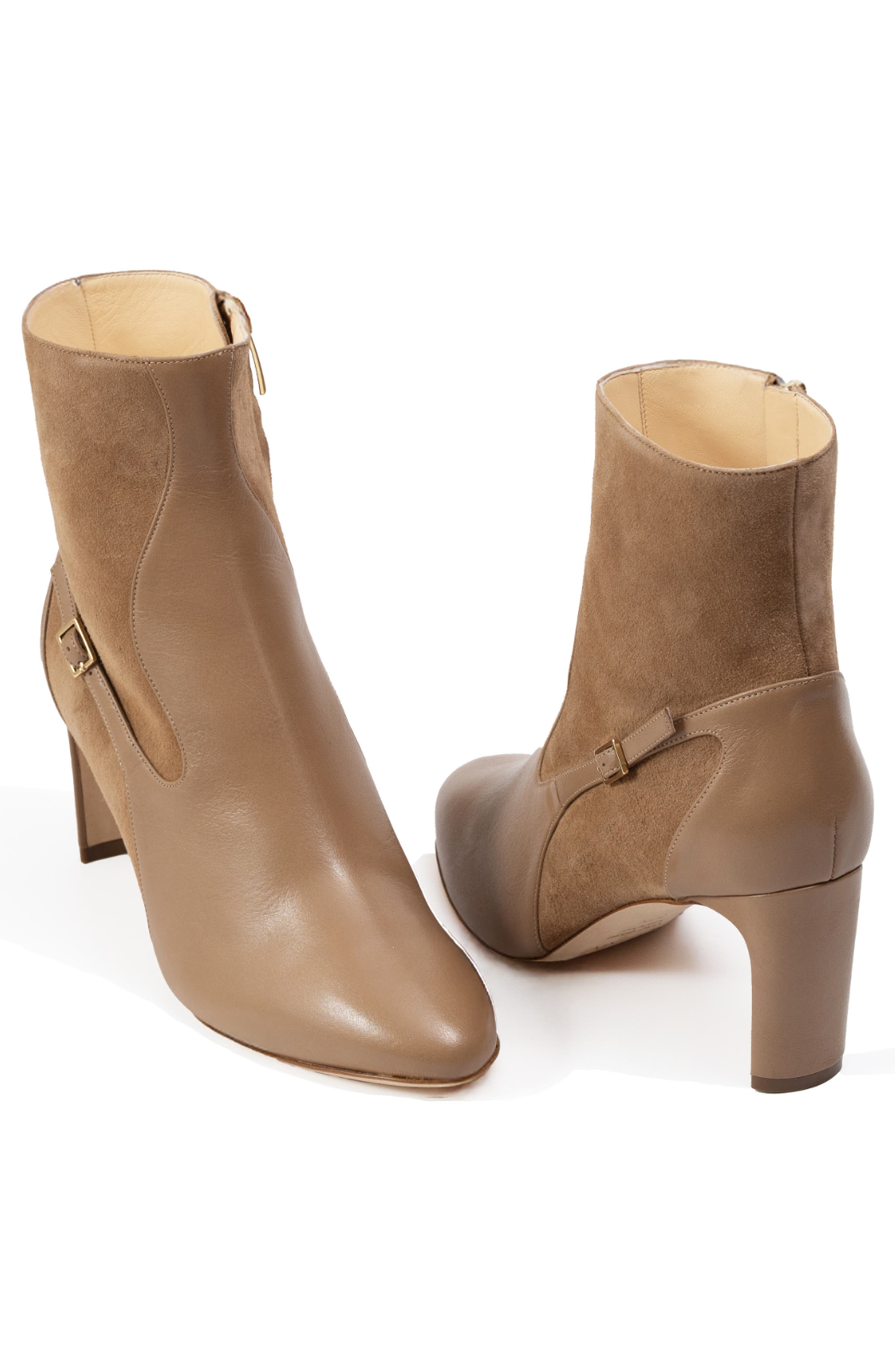 Cora Bootie Leather Ankle Boots, Alternate, color, Warm-Taupe