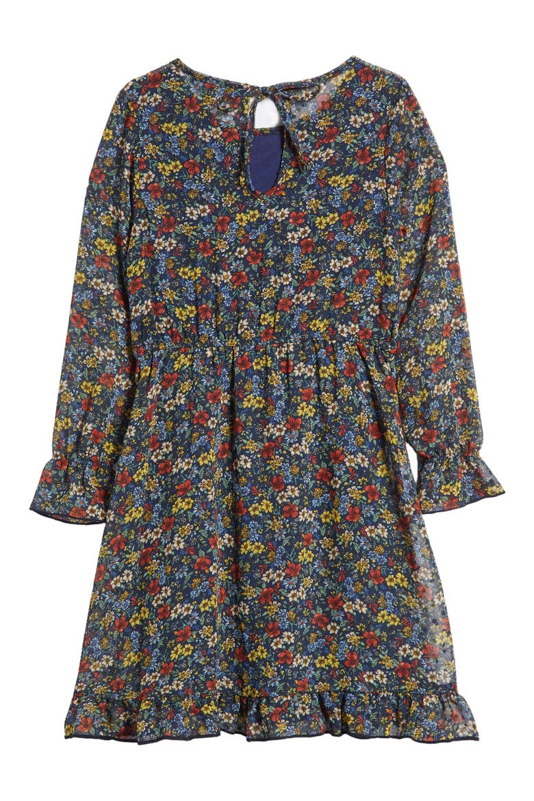 Kids' Floral Long Sleeve Tiered Dress, Alternate, color, BLUE MULTI