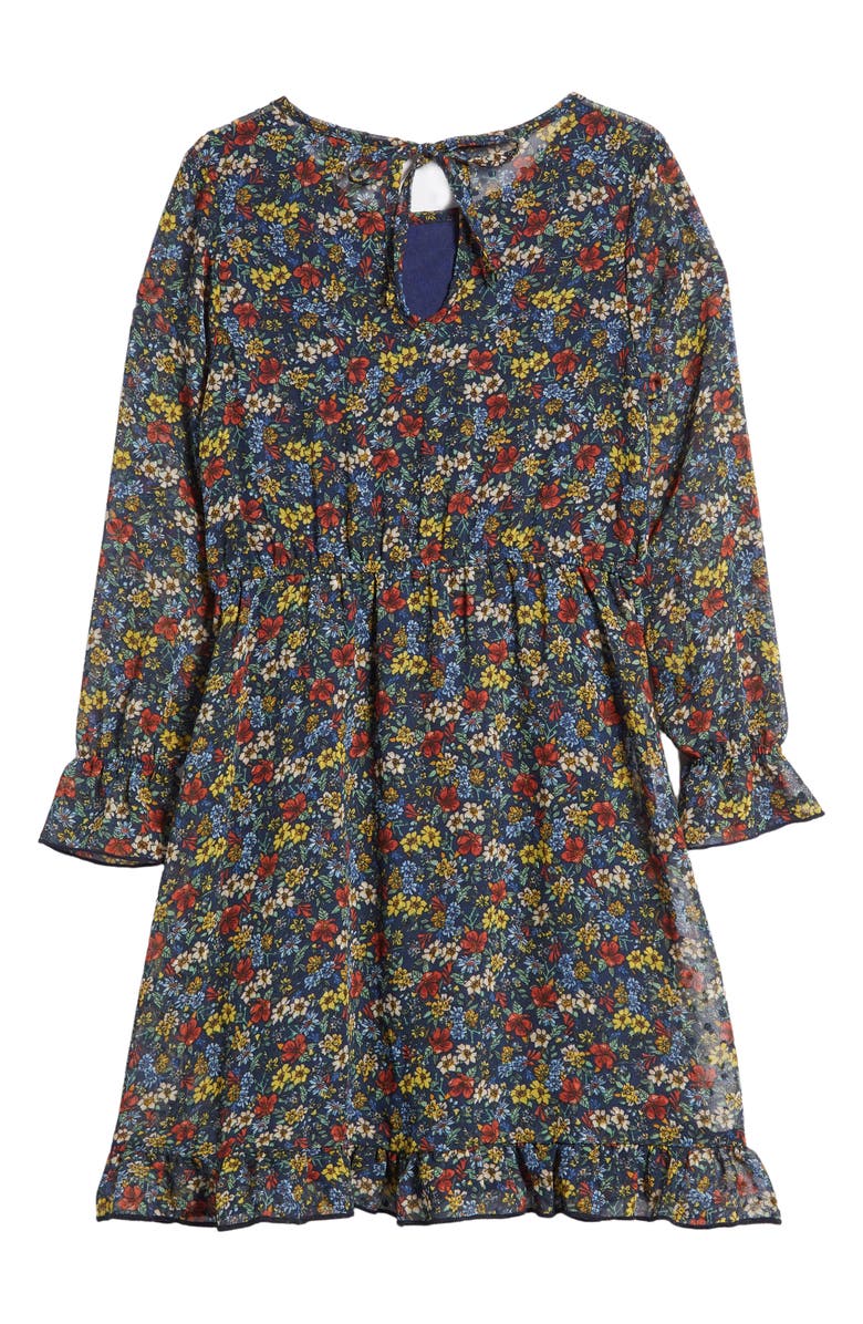 Ava & Yelly Kids' Floral Long Sleeve Tiered Dress, Alternate, color, Blue Multi