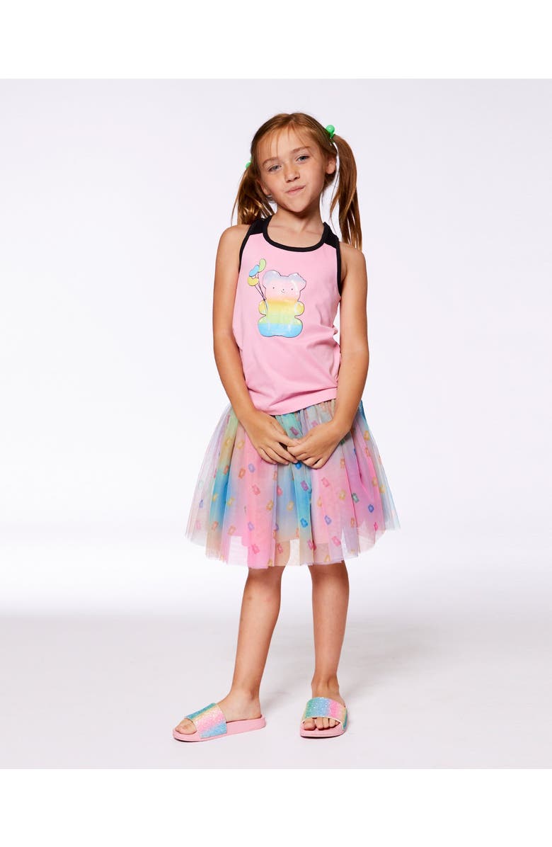 Deux par Deux Girl's Organic Cotton Racerback Tank Top Candy Pink And Black, Alternate, color, 