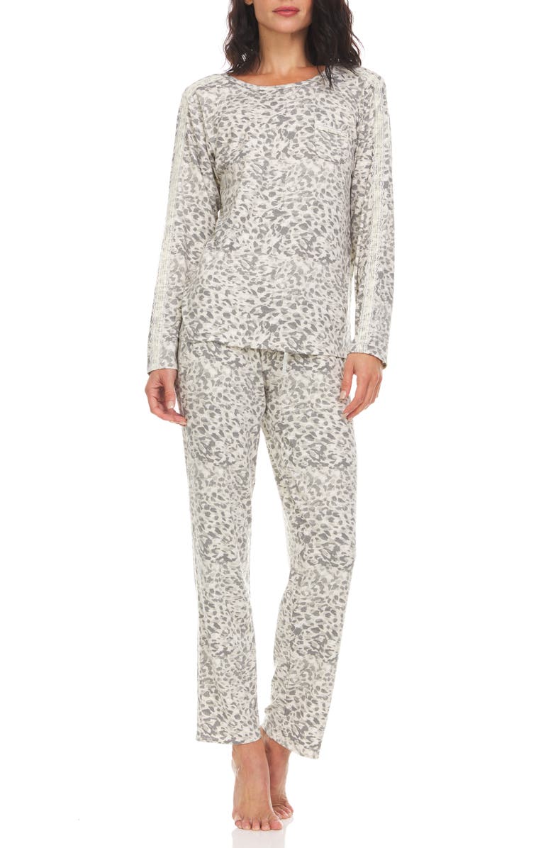 Flora Nikrooz Erica Print Pajamas, Alternate, color, Gray