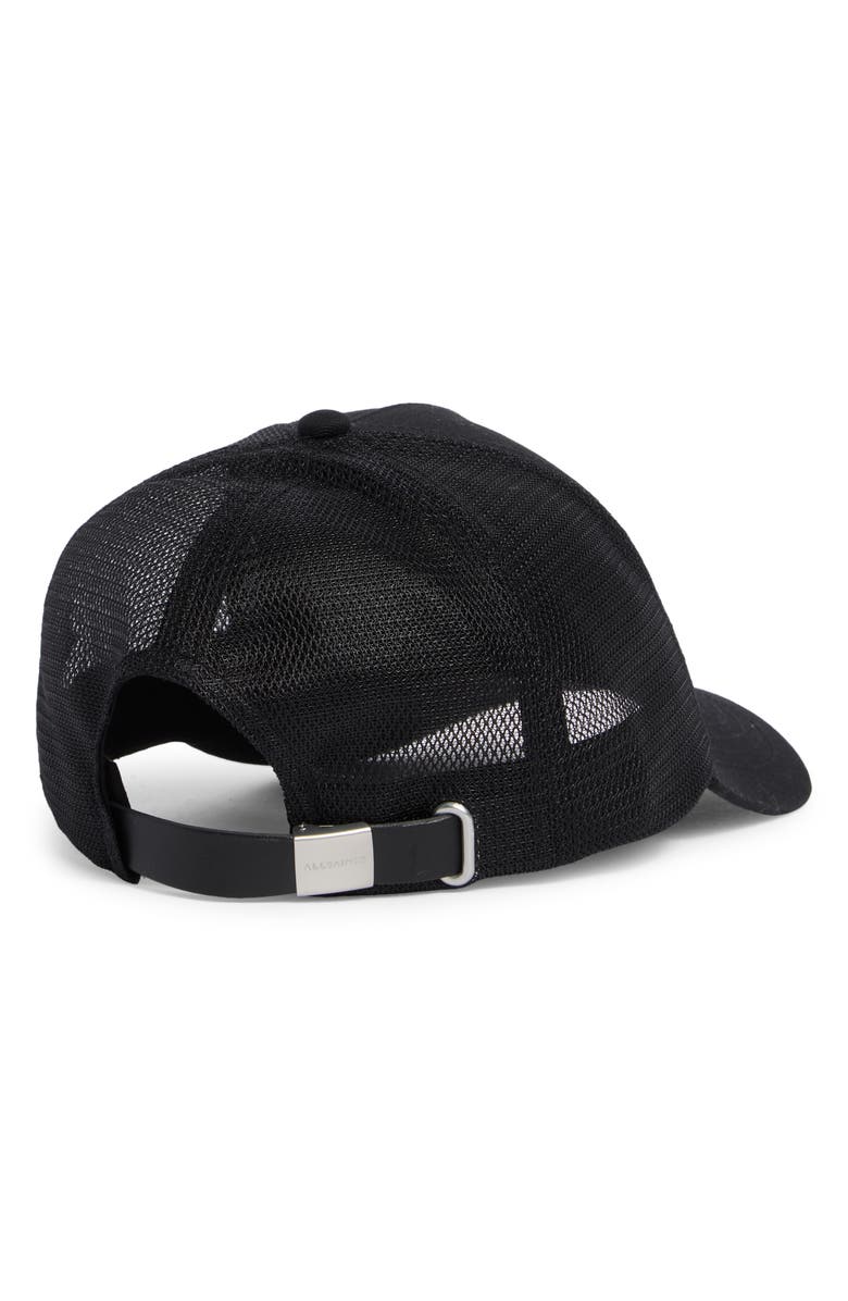 AllSaints Logo Trucker Hat, Alternate, color, Black