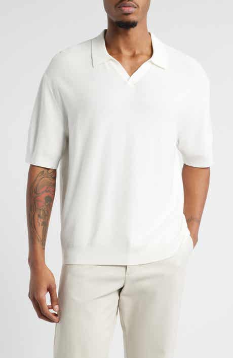 Textured Stitch Short Sleeve Polo Sweater