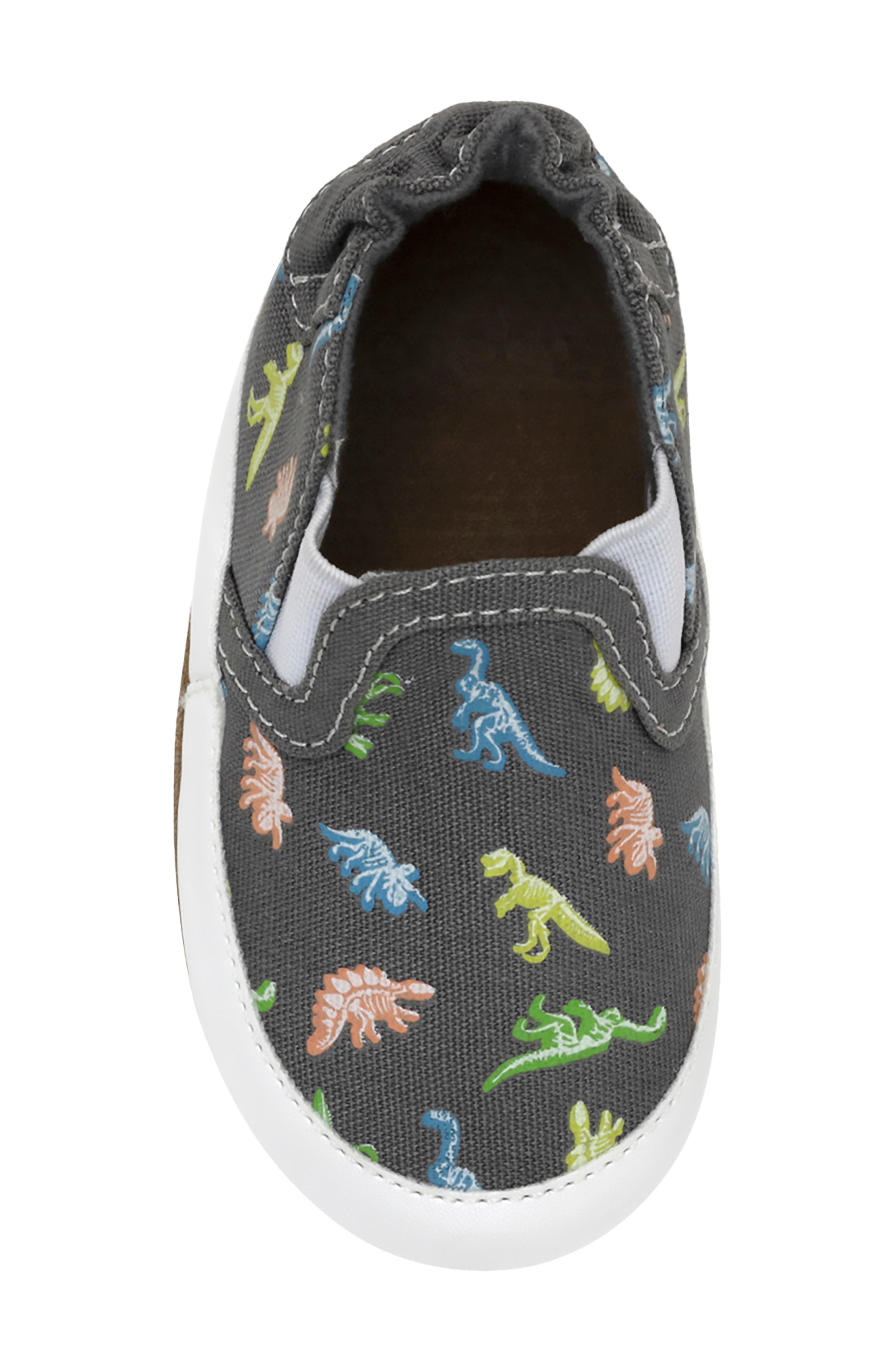 Kids' Glowing Dinos Crib Shoe, Alternate, color, CHARCOAL